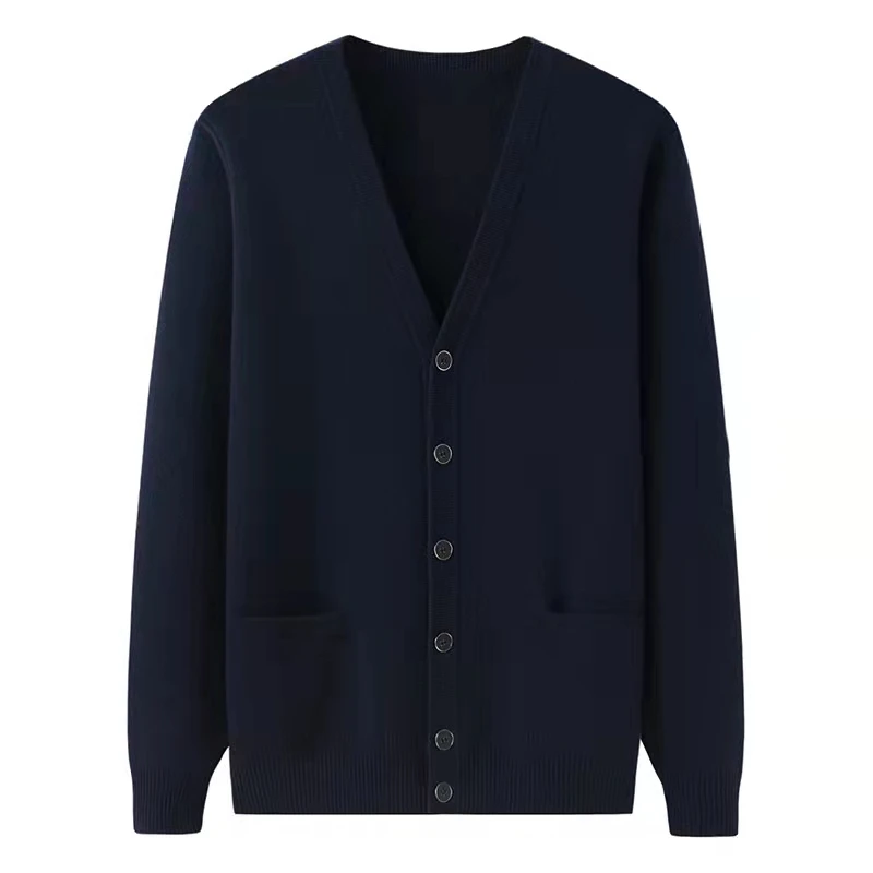 男士双股加厚V领男开衫100山羊绒时尚休闲保暖鄂尔多斯市原产地