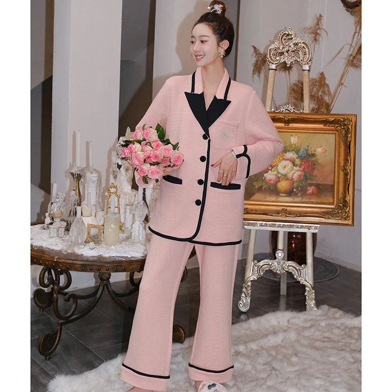 Say nono【懒猫nono】情丝睡衣居家服套装秋冬款春秋季女士长袖家居