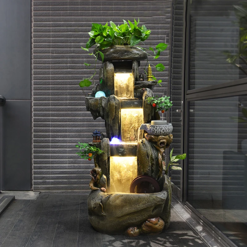 皇礼921假山流水喷泉水景创意瀑布鱼池客厅阳台室内外流水摆件