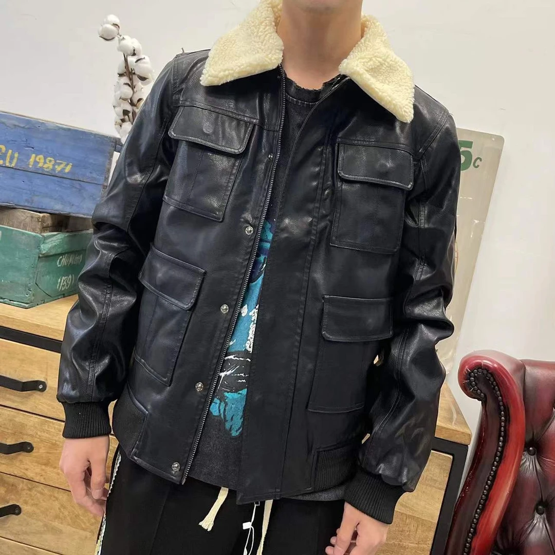 黑色加厚男士男款秋冬冬季夹克百搭加绒保暖冬款