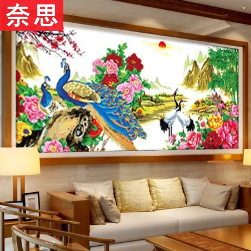十字绣2025新款客厅简单绣线绣大幅现代中式花开富贵牡丹孔雀全绣
