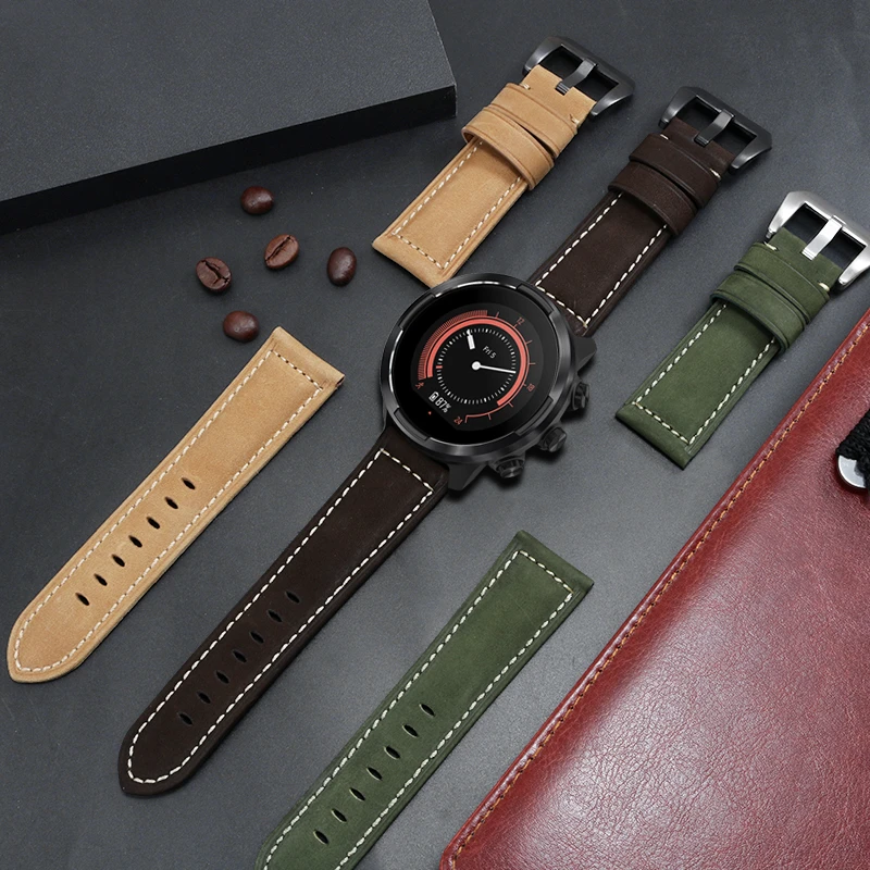 SUUNTO7真皮手表带颂拓9斯巴达Baro本源远征智能表松拓3运动表链