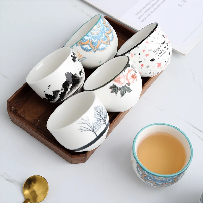 千顺陶瓷 简约创意陶瓷杯釉下彩家用茶杯礼品定制个性主人杯 酒杯
