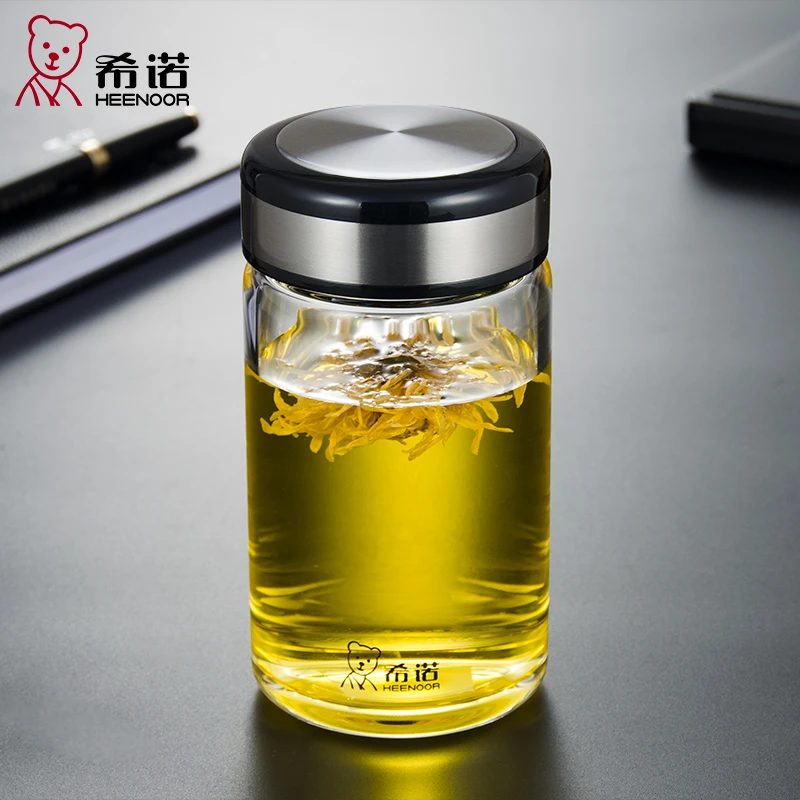 希诺茶水杯高档单层杯子男士矮胖加厚大容量泡茶杯便携家用喝水杯