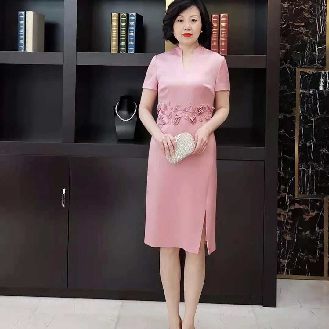 应大定制粉色礼服连衣裙夏季显瘦婚礼宴会装