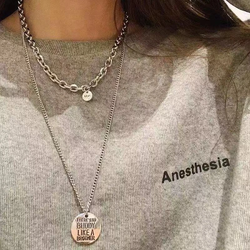 钛钢项链 百搭个性长短款两条装项链