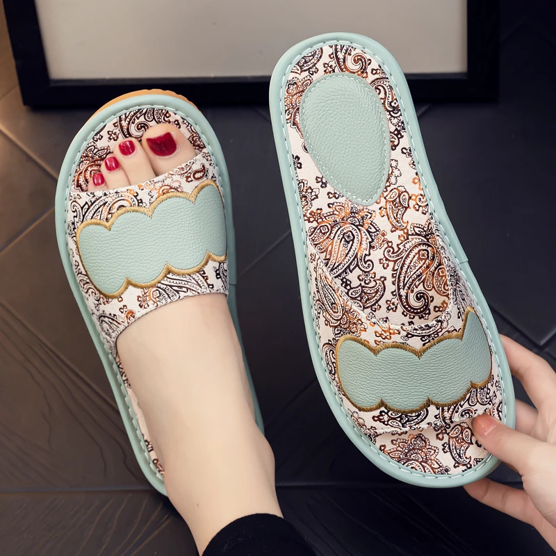 真皮凉拖鞋女夏季居家用室内防滑透气软底时尚情侣家居拖鞋男夏天