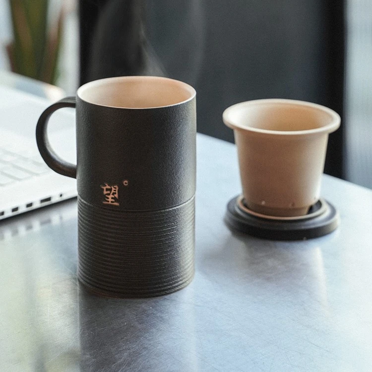 EDENUS/万仟堂望杯  1杯1盖1漏茶杯陶瓷家用带盖过滤大容量泡茶杯