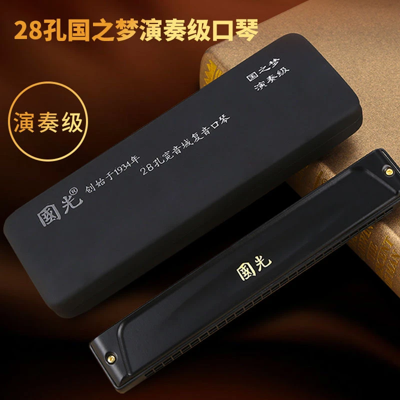 国光28孔国之梦演奏级复音C调/重音品牌C调口琴调音进口合金