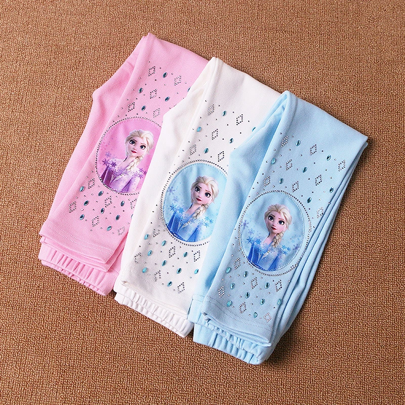 艾莎打底裤纯棉女孩春秋新款女童秋裤韩版冰雪奇缘爱莎裤子宝宝