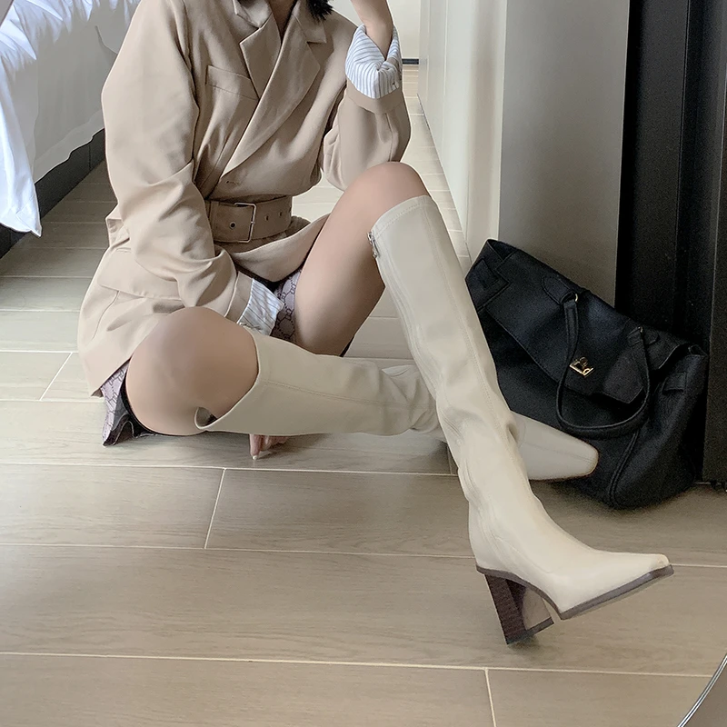 34-43码/丁轻松/5cm和7cm跟高/真皮弹力靴