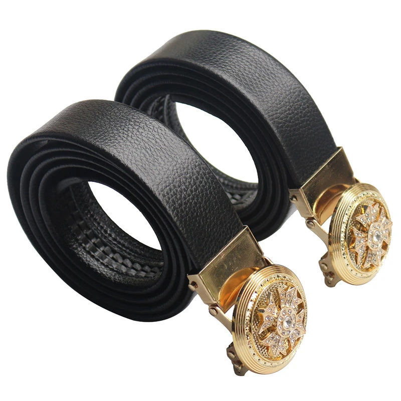 男士自动扣转轮镶钻网红 滑道 腰带耐刮PU耐刮仿皮