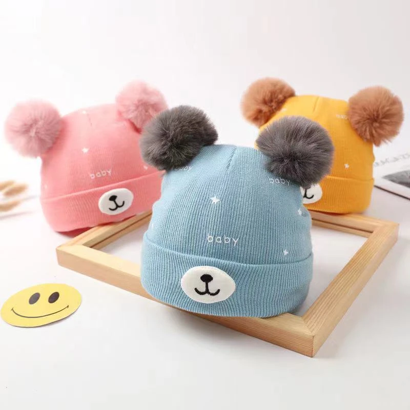 婴儿帽子秋冬款男宝宝可爱超萌婴幼儿新生儿胎帽针织毛线帽