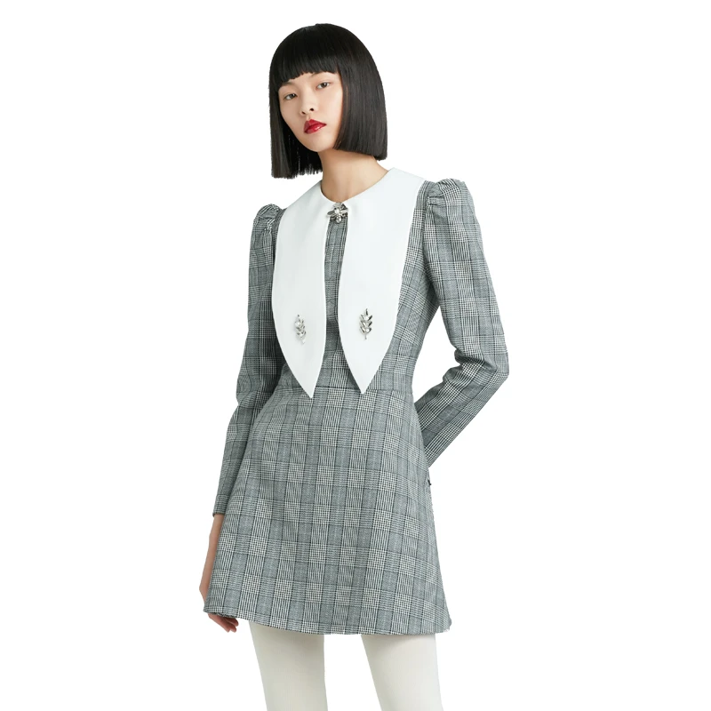 YES BY YESIR叶谦原创千鸟格连衣裙