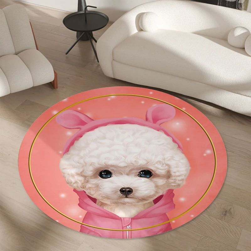 圆形儿童卡通卧室床边毯梳妆台衣帽间吊篮电脑椅地垫客厅茶几地毯