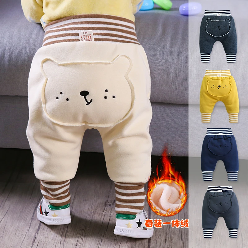 女童秋冬男宝宝裤子婴儿大屁屁裤高腰护肚加绒大pp裤男童女宝