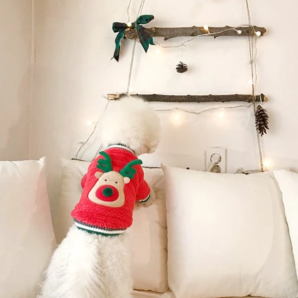 嬉皮狗—狗狗猫咪圣诞系列贴布绣绒衣可爱两脚衣服秋冬款9008