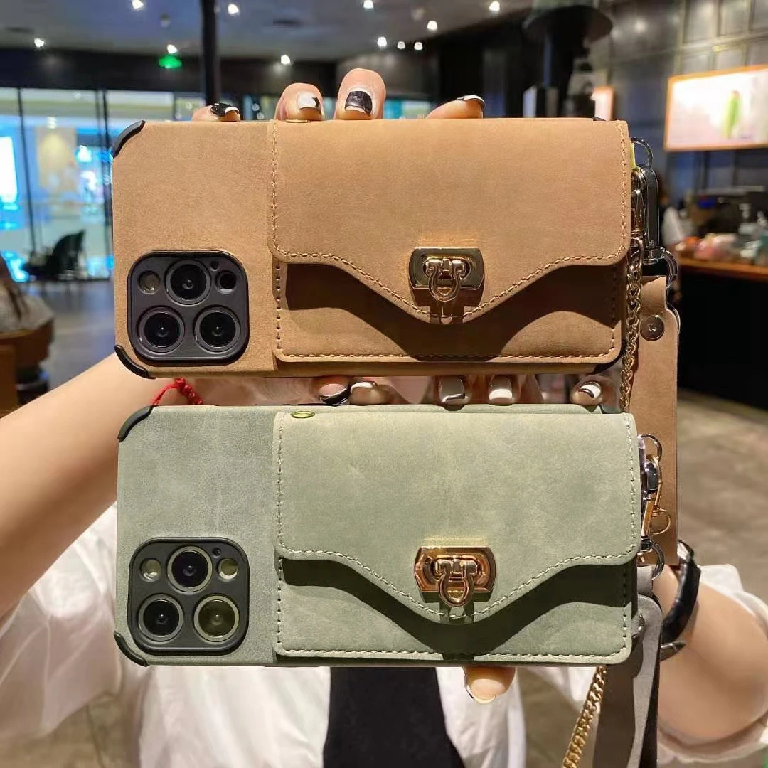 苹果 华为 小米 oppo vivo系列手机壳皮质插卡零钱包硅胶斜挎防摔