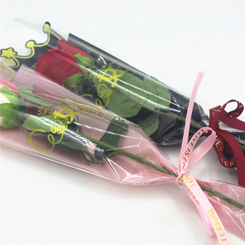 女王节皇冠鲜花单支袋透明opp防水雾面情人玫瑰花花束包装纸