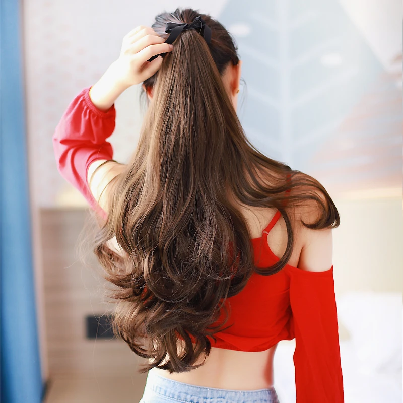 假马尾卷发尾辫假发女假头发扎发绑带式大波浪仿真发长卷发气质