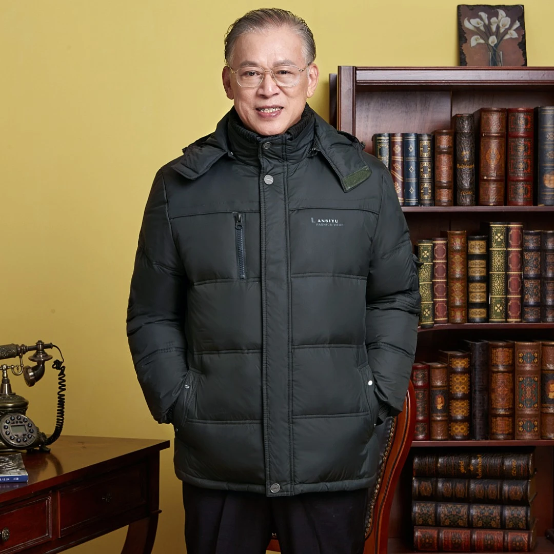 冬季新品中老年男士90加绒服加厚短款爸爸5060岁冬装加绒外套防寒