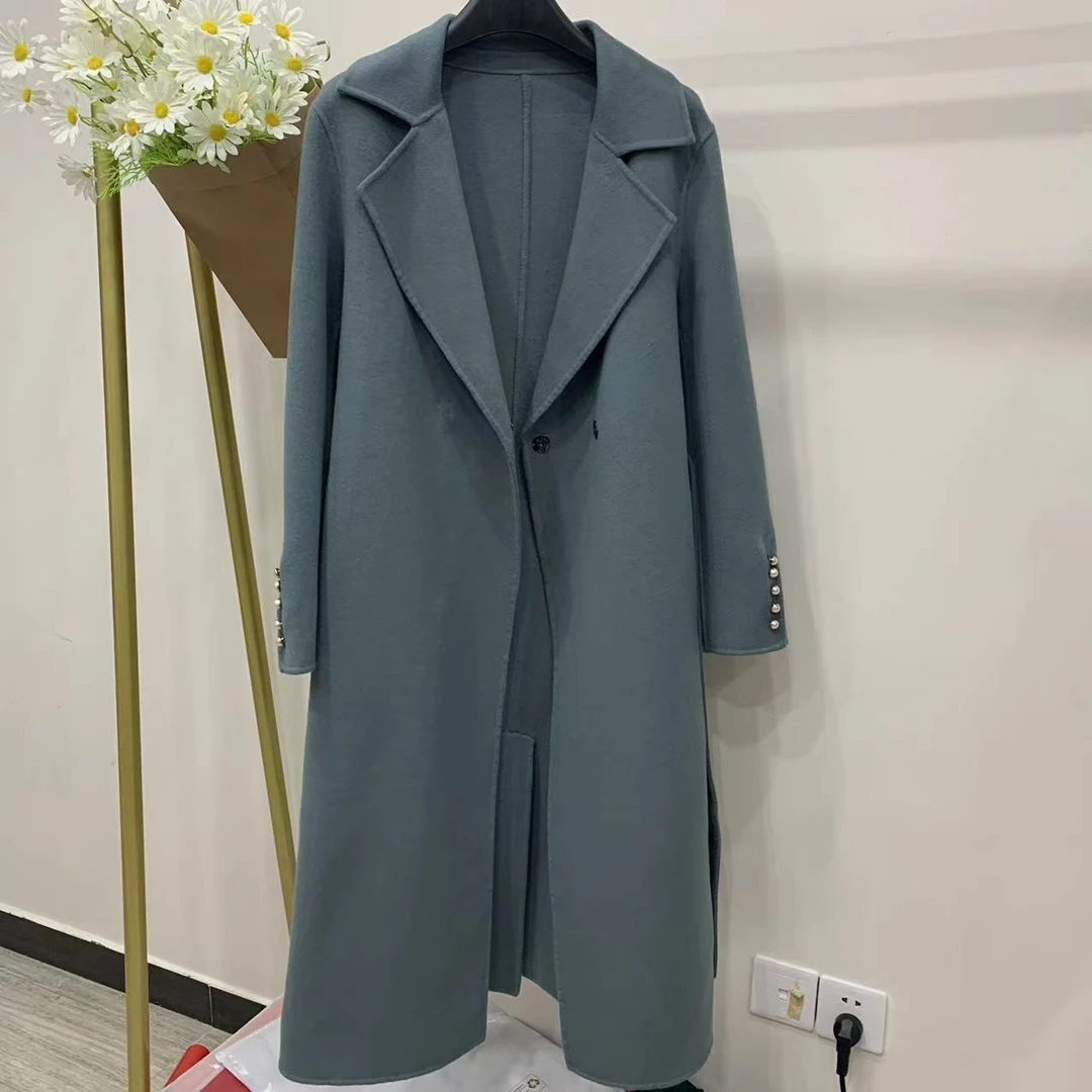 2023秋冬新款毛呢大衣袖口五粒扣8878
