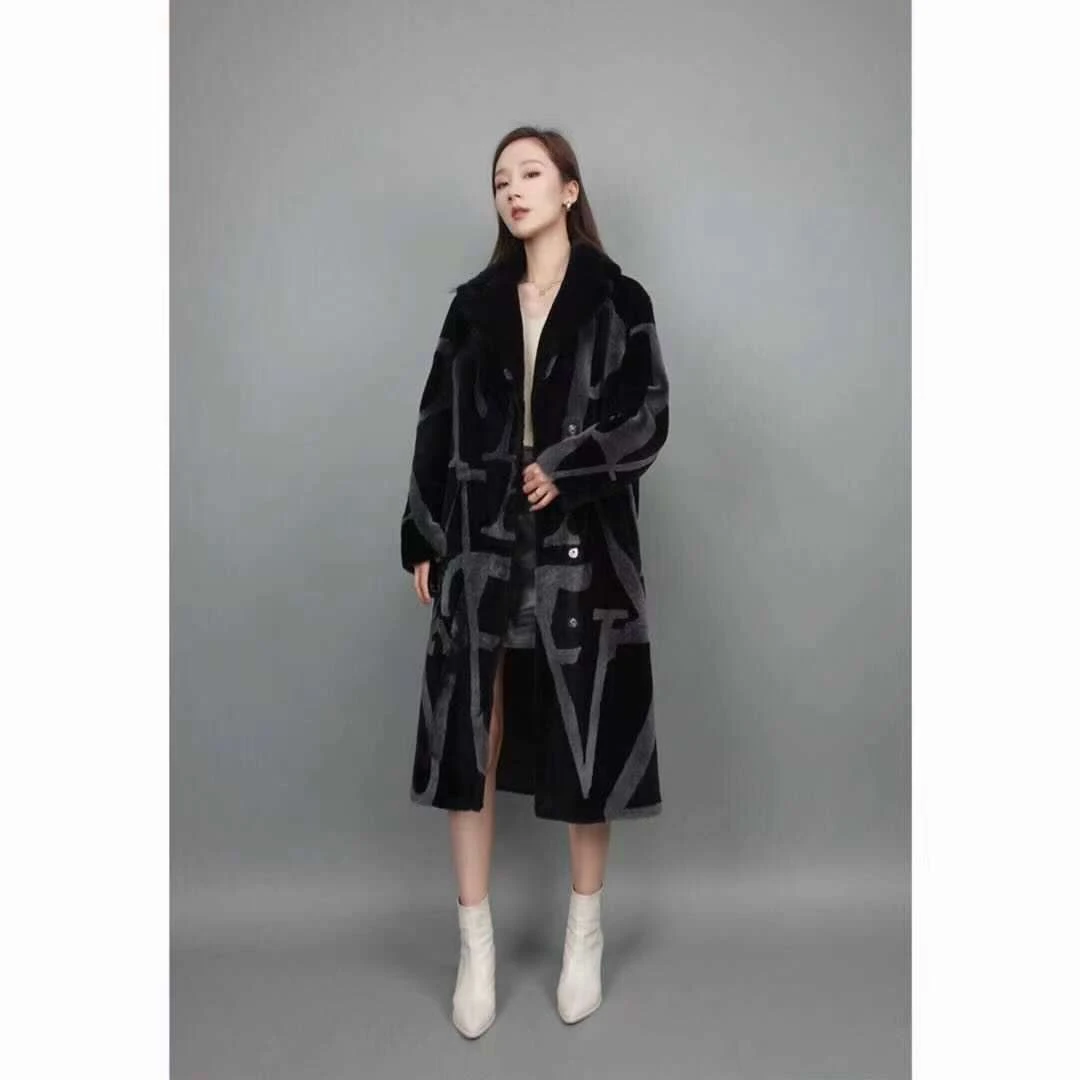 佰力郎/BARONY【98043】大牌字母拼接成衣进口皮草外套真皮毛一体