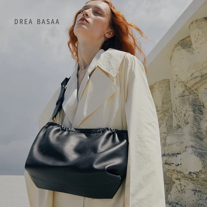 DREA BASAA半山女包2025新款托特包大容量斜挎单肩手拿包头层牛皮