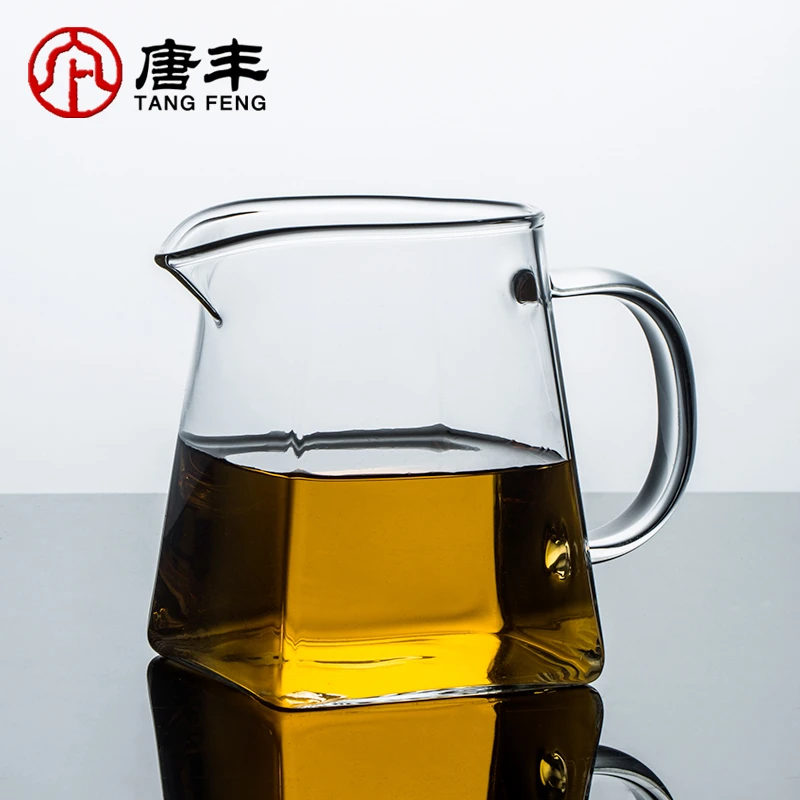 唐丰茶具玻璃公道杯加厚耐热带把透明大公杯家用简约现代分茶器