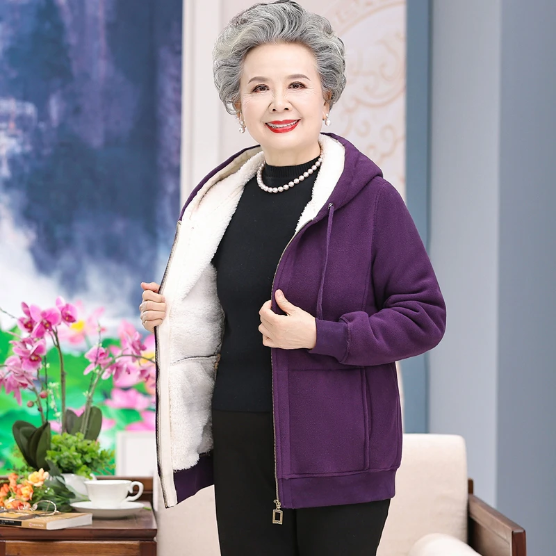 中老年人女装冬装棉衣外套60-70岁80老人妈妈服装加绒加厚奶奶装