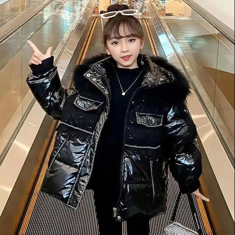 女童冬装棉衣2022年新款中大童洋气棉服加厚儿童冬季外套女孩棉袄