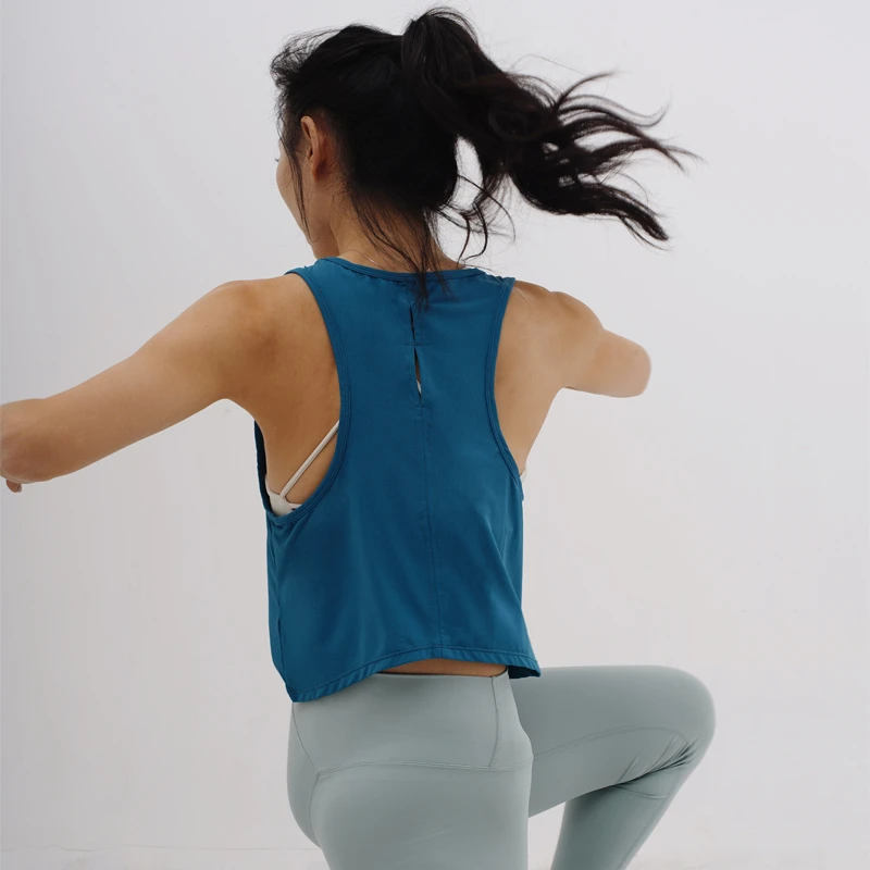 kk fitness健身上衣女宽松运动背心罩衫薄款网纱瑜伽服速干外搭衣