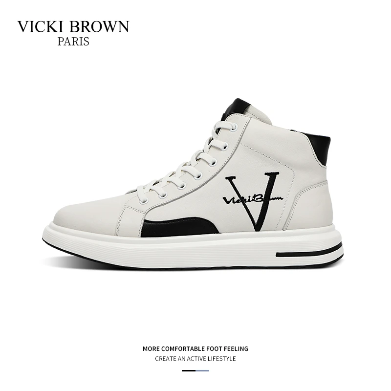 法国VICKI BROWN 轻奢时尚高帮男鞋潮鞋运动百搭休闲鞋VBDLT66012