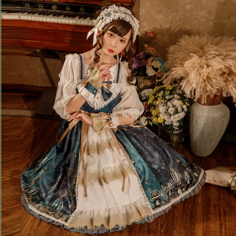 神灯之夜 lolita正版裙jsk原创宫廷风复古优雅长裙洛丽塔连衣裙