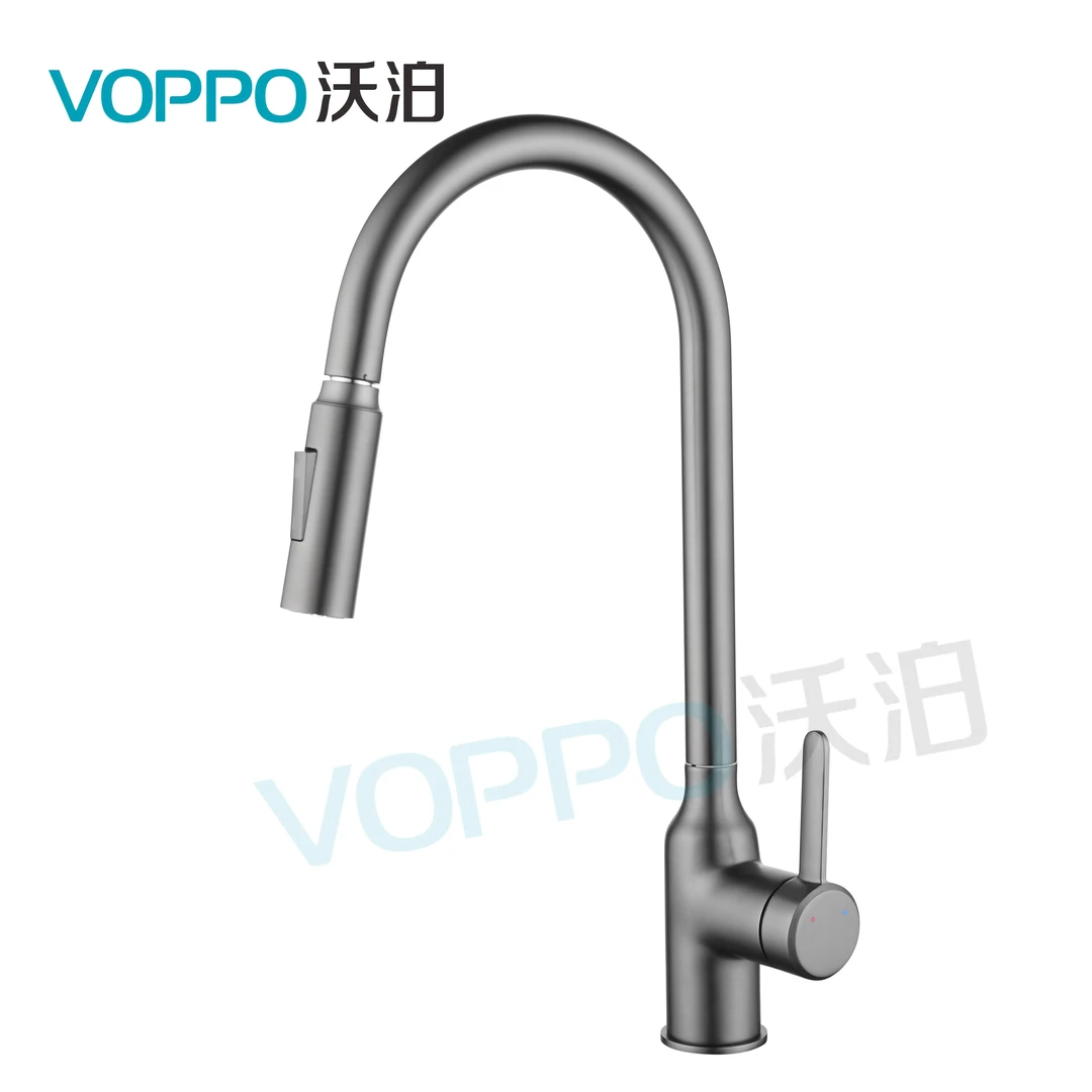 VOPPO沃泊厨房全铜经典抽拉水槽伸缩陶瓷冷热水龙头功能