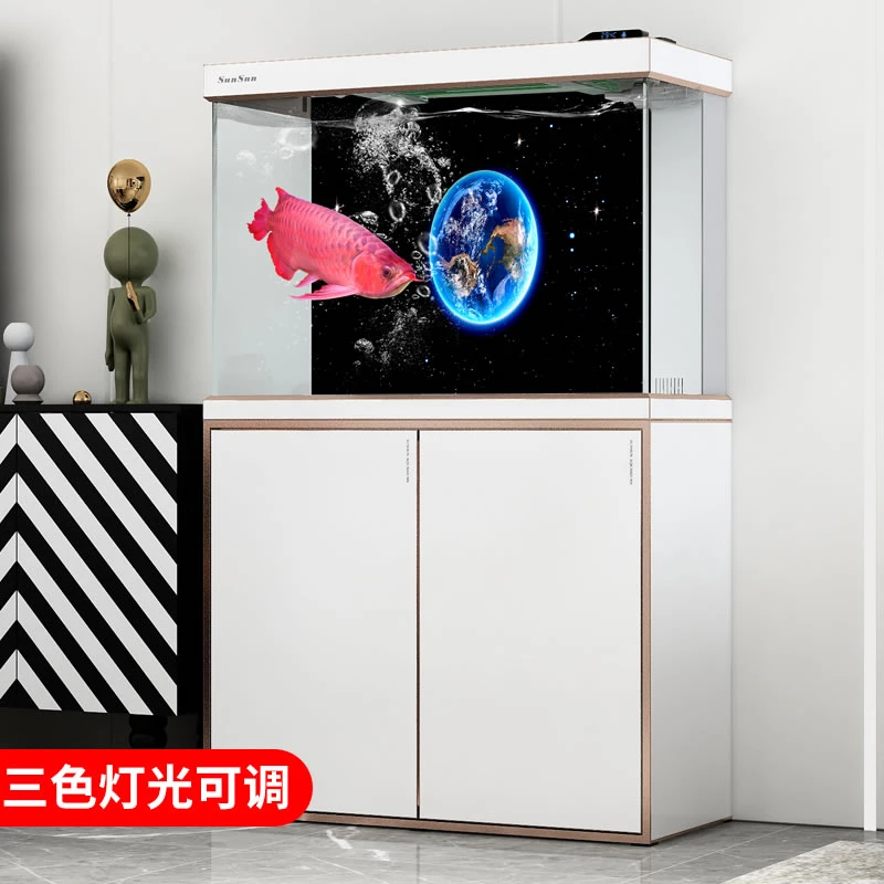 森森HLWF现代风鱼缸 底过滤客厅大型家用落地玻璃生态中型金鱼缸