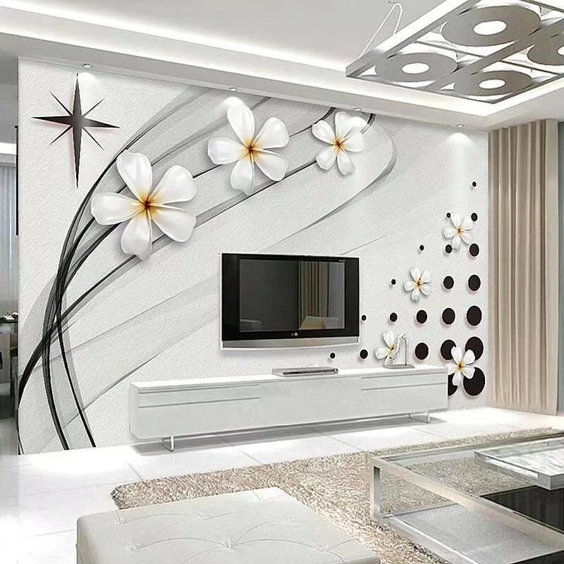 8d电视背景墙壁纸简约现代客厅装饰壁画5d立体凹凸大气家和3D墙布