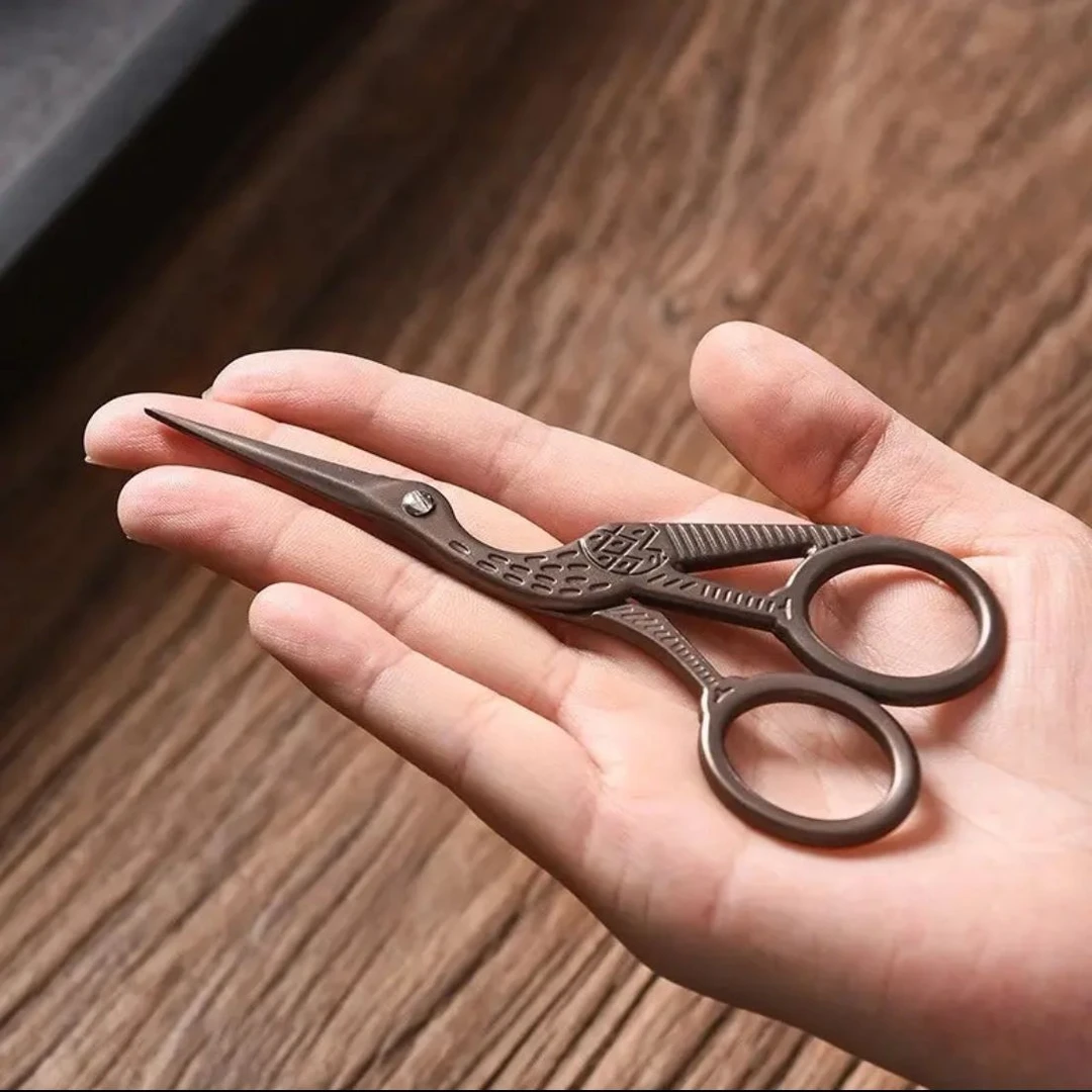 茶道小剪刀复古仙鹤型茶叶包装袋剪家用茶具剪子中式剪刀茶艺配件