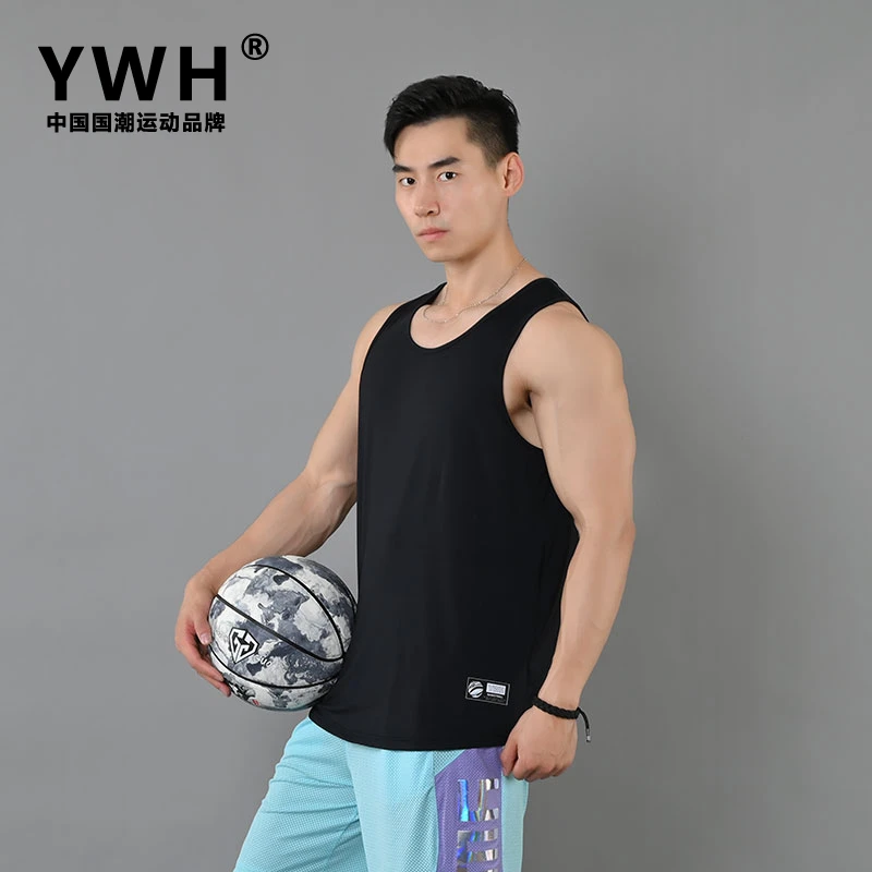 YWH体感科技：速干牛奶丝网眼休闲背心运动透气宽松无袖圆领弹力