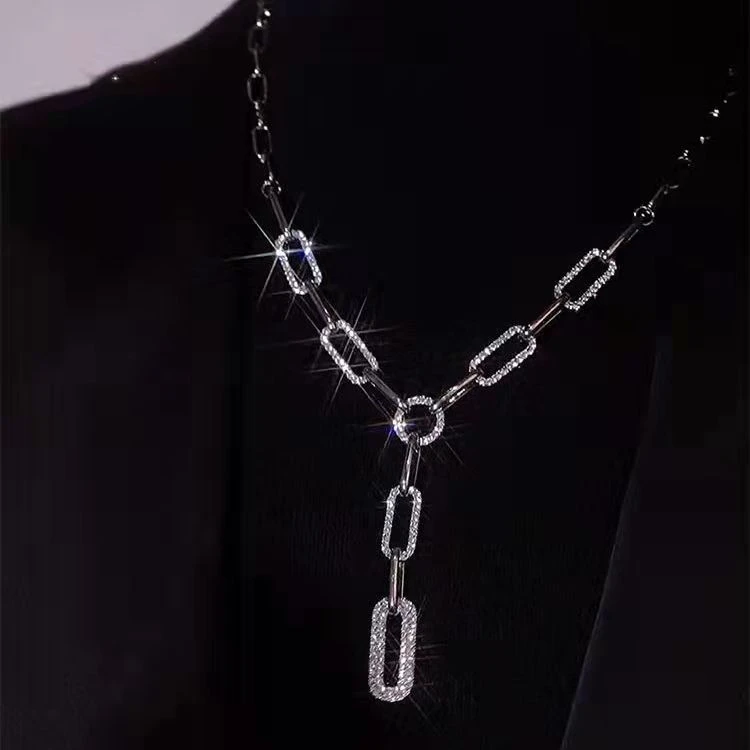 铜合金项链 秋冬高级感闪亮气质创意设计师精致简约毛衣链