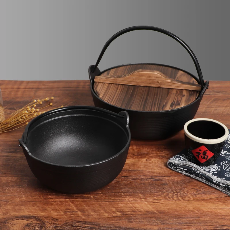 铸铁炖锅家用无涂层日式不粘锅老式生铁汤锅加厚日本汤锅寿喜锅