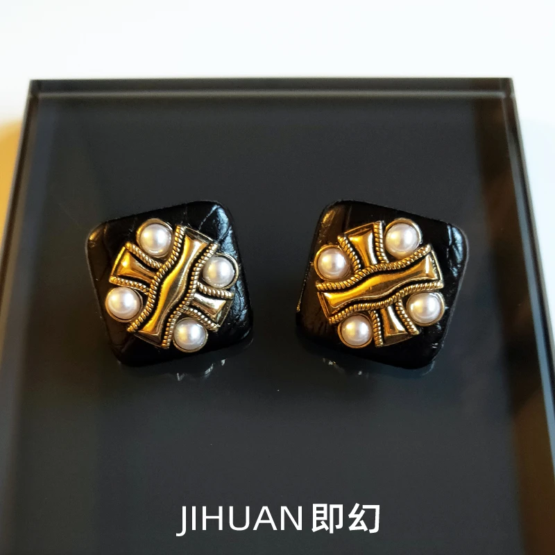 铜合金皮质耳饰 ♦巴黎1665-黑鳄纹 高级限定款奢华耳环 4008