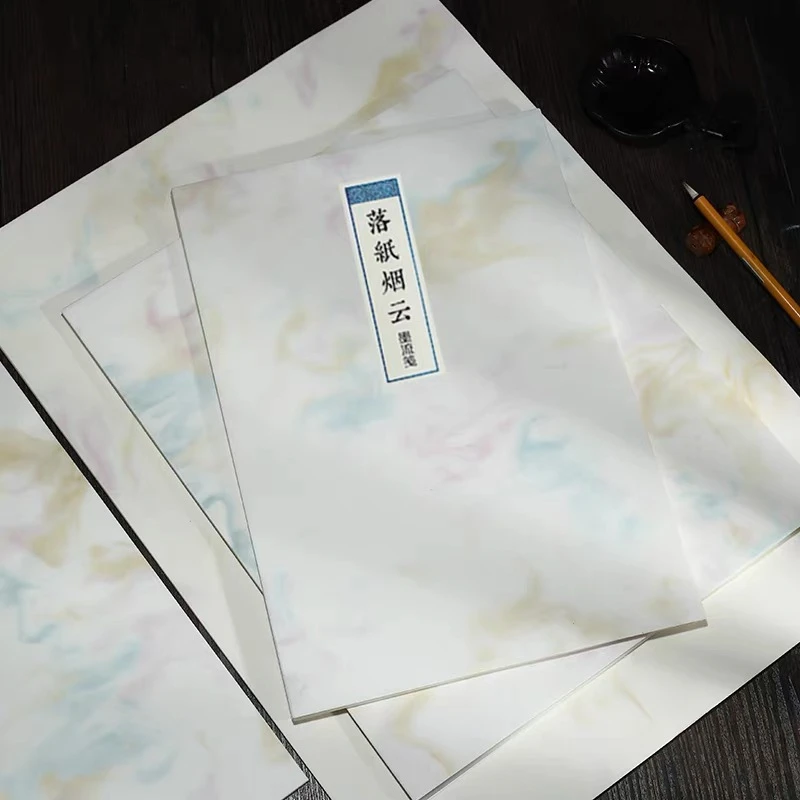 纯手工蜡染墨流，落霞雅笺。半生熟。