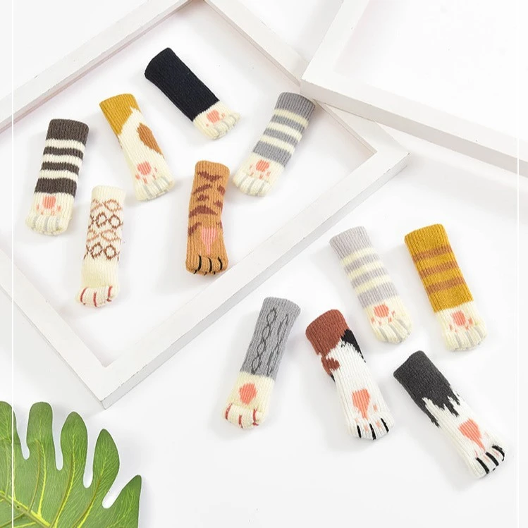 针织猫爪桌脚套椅腿保护套门把手可爱卡通保护套防滑耐磨桌椅腿垫