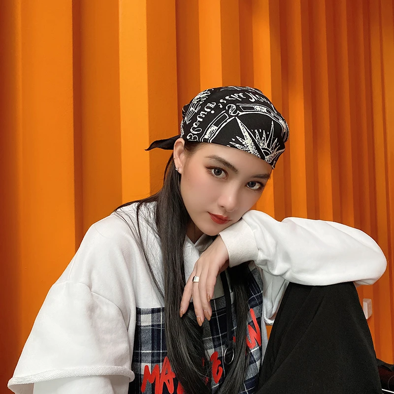 鲸鱼船锚风嘻哈头巾韩版海盗帽发带hiphop街舞运动骑行遮面方巾