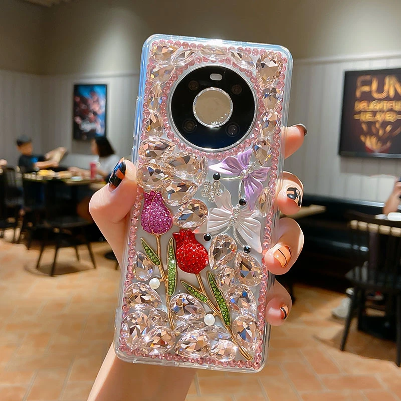 华为mate40系列手机壳手工创意鲜花mate40pro防摔女款手机壳