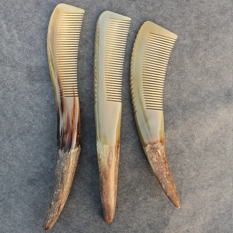 1把装牛角梳子加长款密齿宽齿梳护理清洁头皮洗漱按摩梳长17~24CM