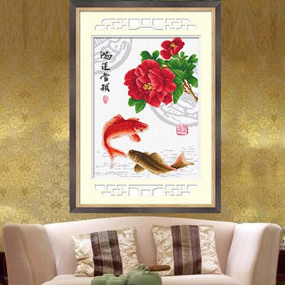十字绣线绣2025新款自己全绣客厅手绣房间装饰年年有余鱼餐厅饭厅