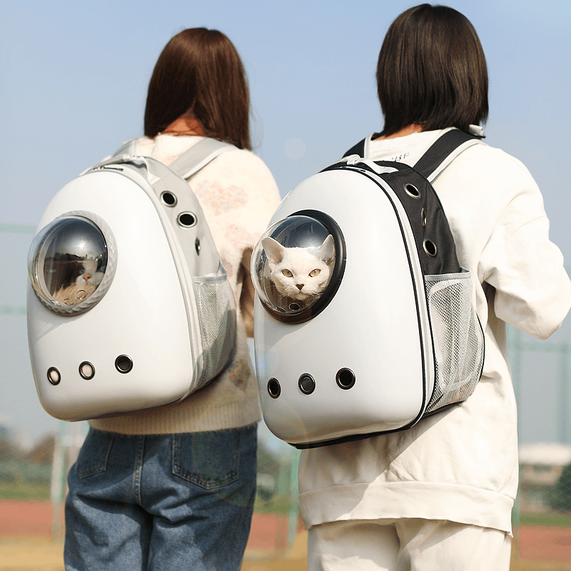 kimpets 肥猫幼犬宠物包猫包外出便携手提包半透明太空透气窗猫包