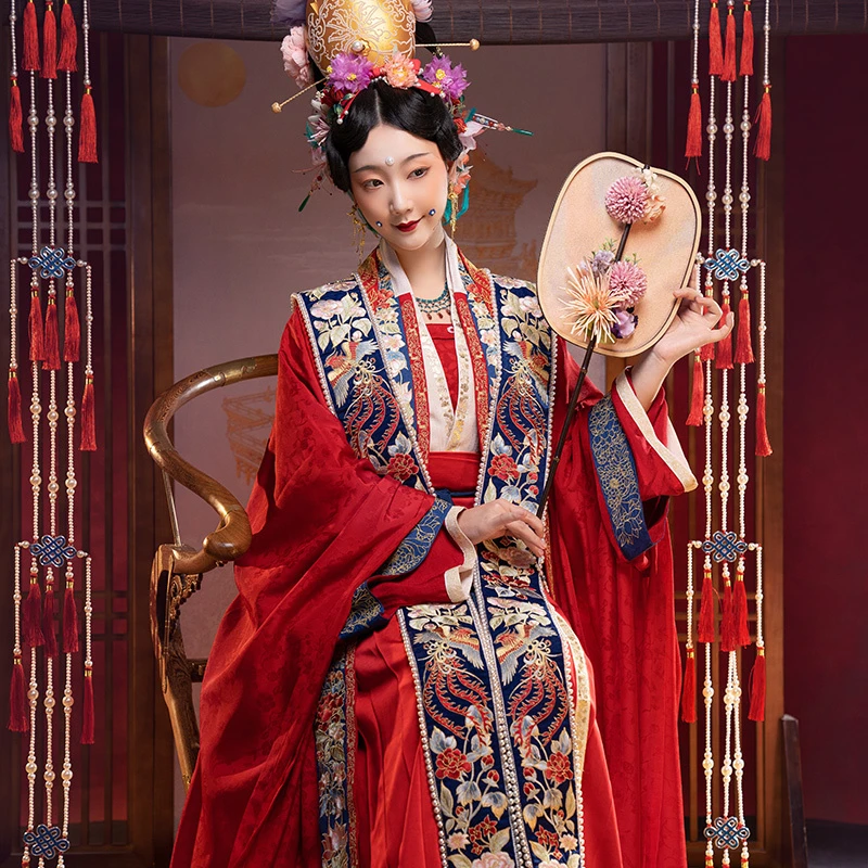 花仙记汉服朝暮宋制霞披款刺绣婚服红色汉服嫁衣女款